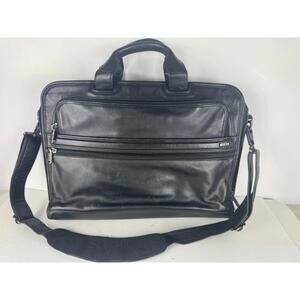 Tumi Black Napa Leather Zippered (5 Zip pockets) Laptop Bag Briefcase 96111D4